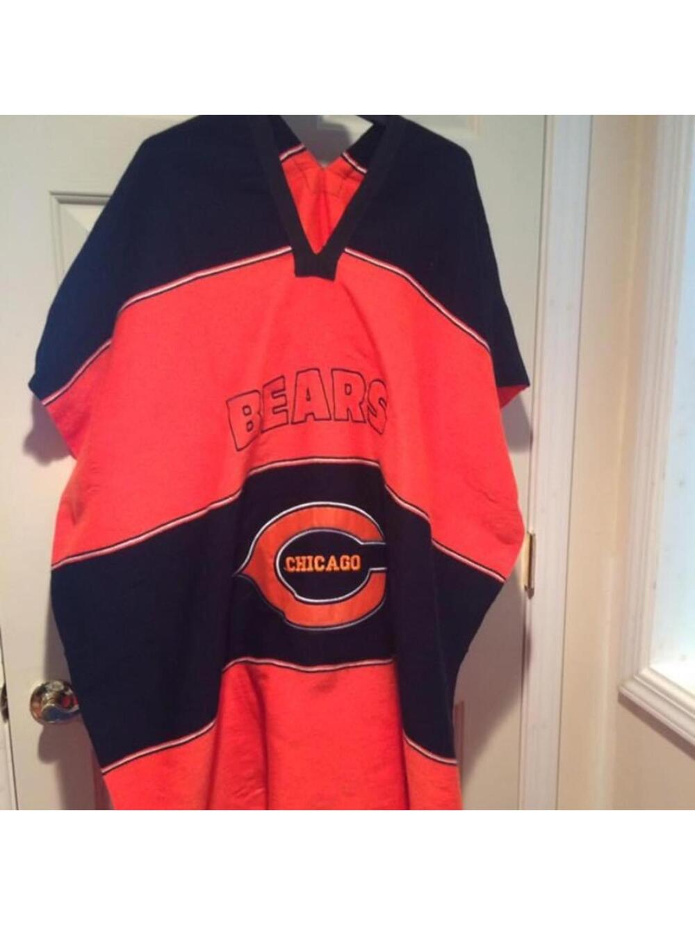 Chicago Bears NFL Poncho Sweater Orange Navy Fan Gear